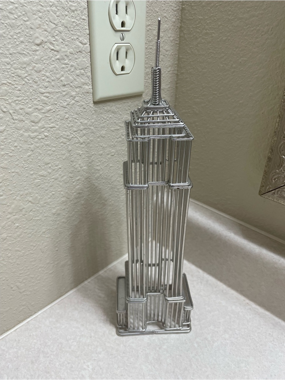 Silver Decorative Metal Skyscraper Sculpture - Home Bath Accent